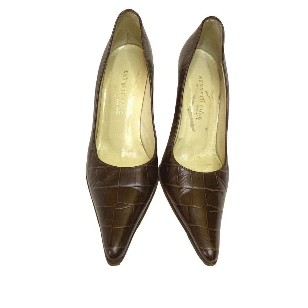 Vintage Keneth Cole New‎ York croc embossed pump high heels shoes women 5.5